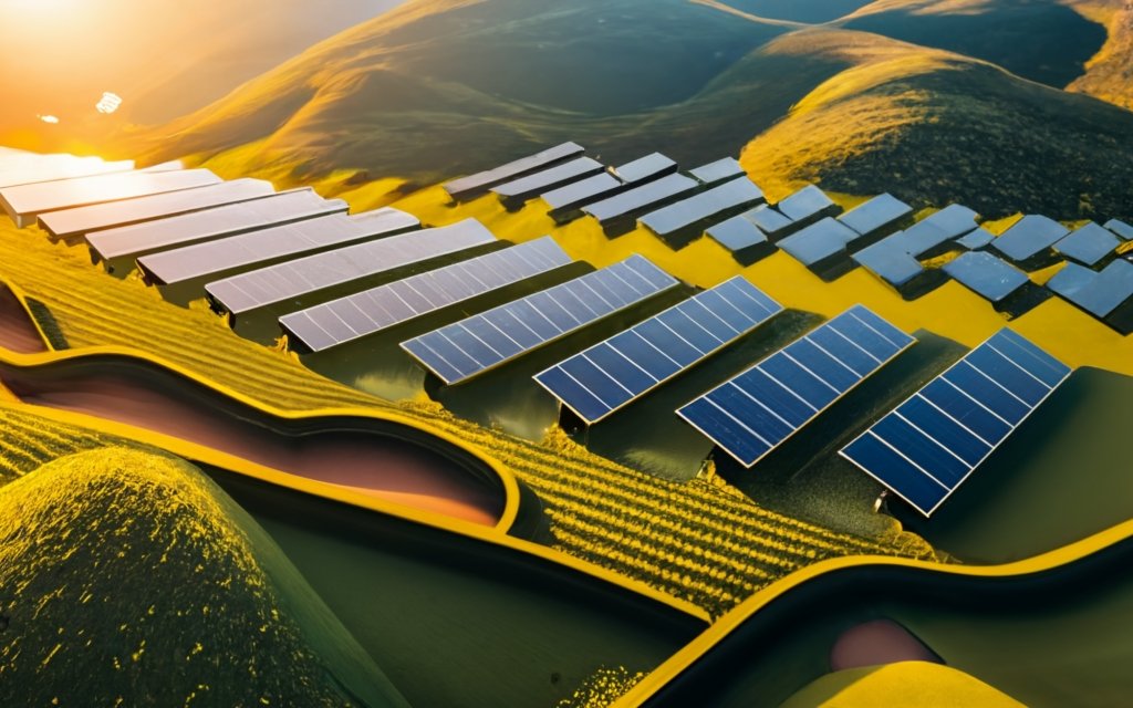 solar panels in a field