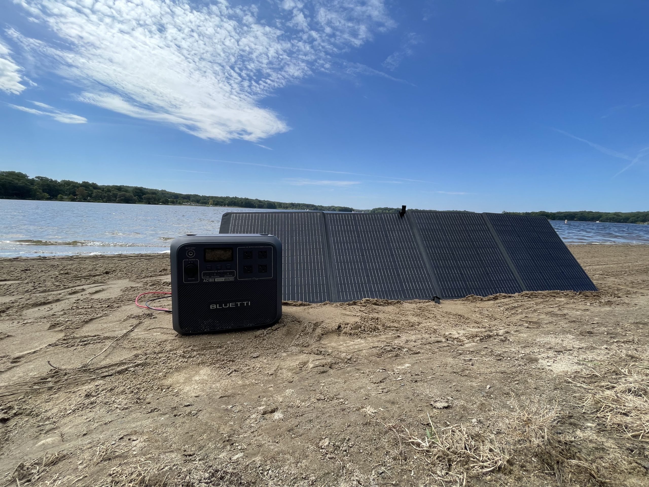 bluetti AC180 portable power station and PV200 solar panels