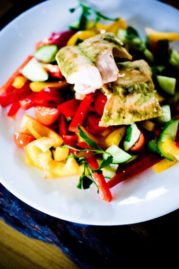 Nut-Free Pesto Poached Wild Salmon2