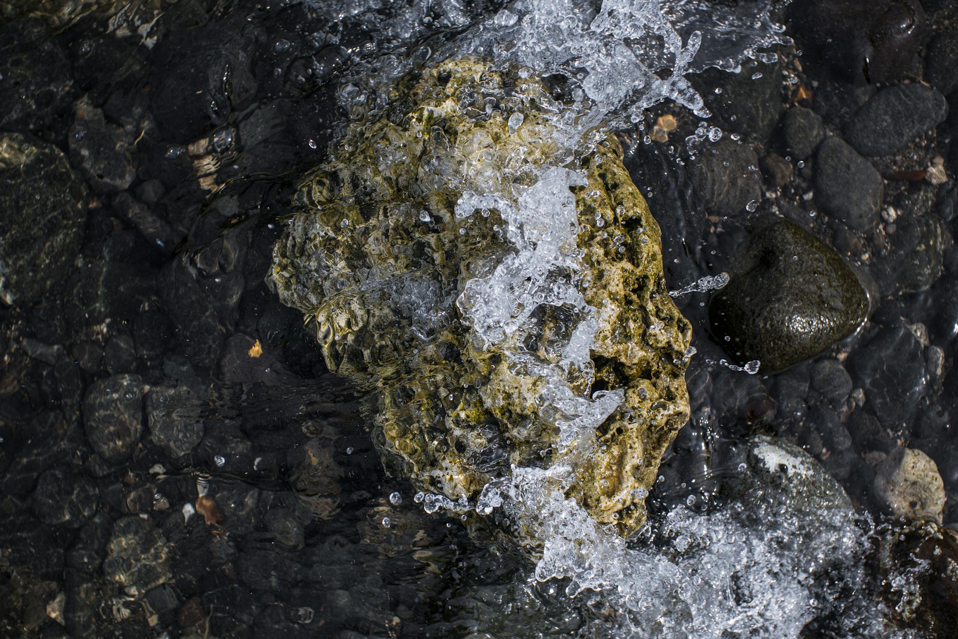 a top view of a rocky shore