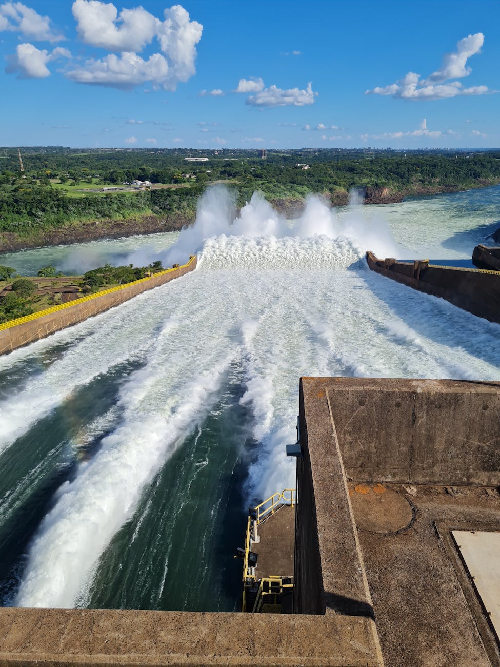 splashing water at dam