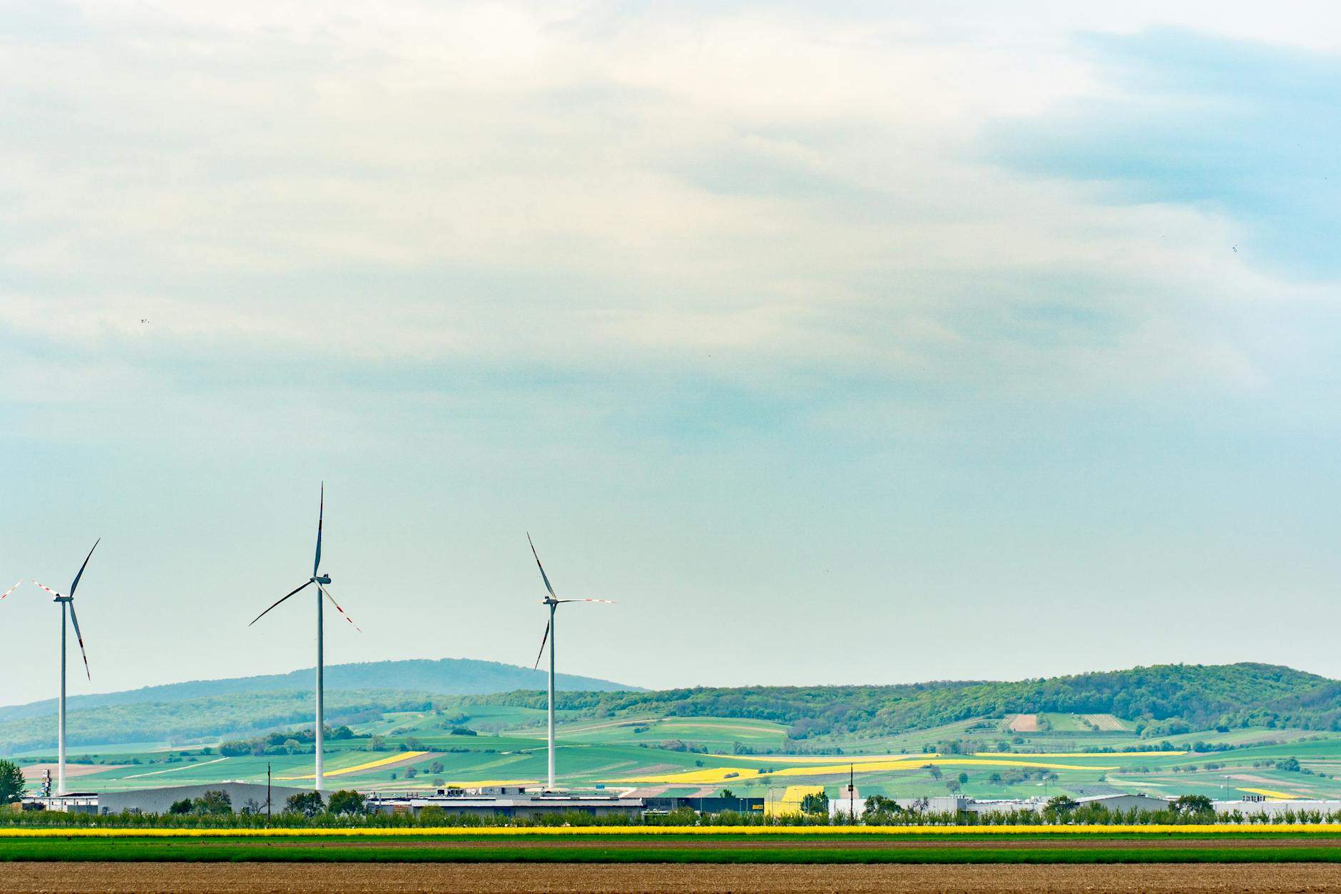 wind turbines in austrian countryside landscape