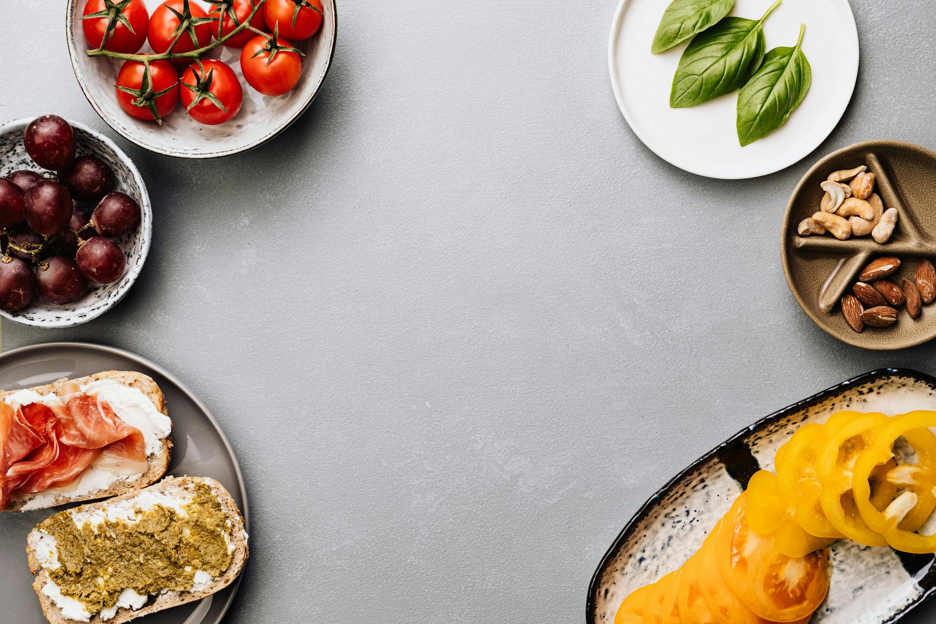 top view of meal on the table