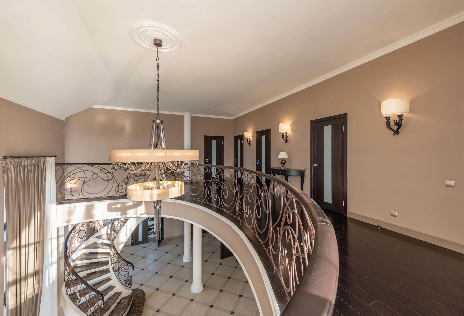 staircase in modern house with doors