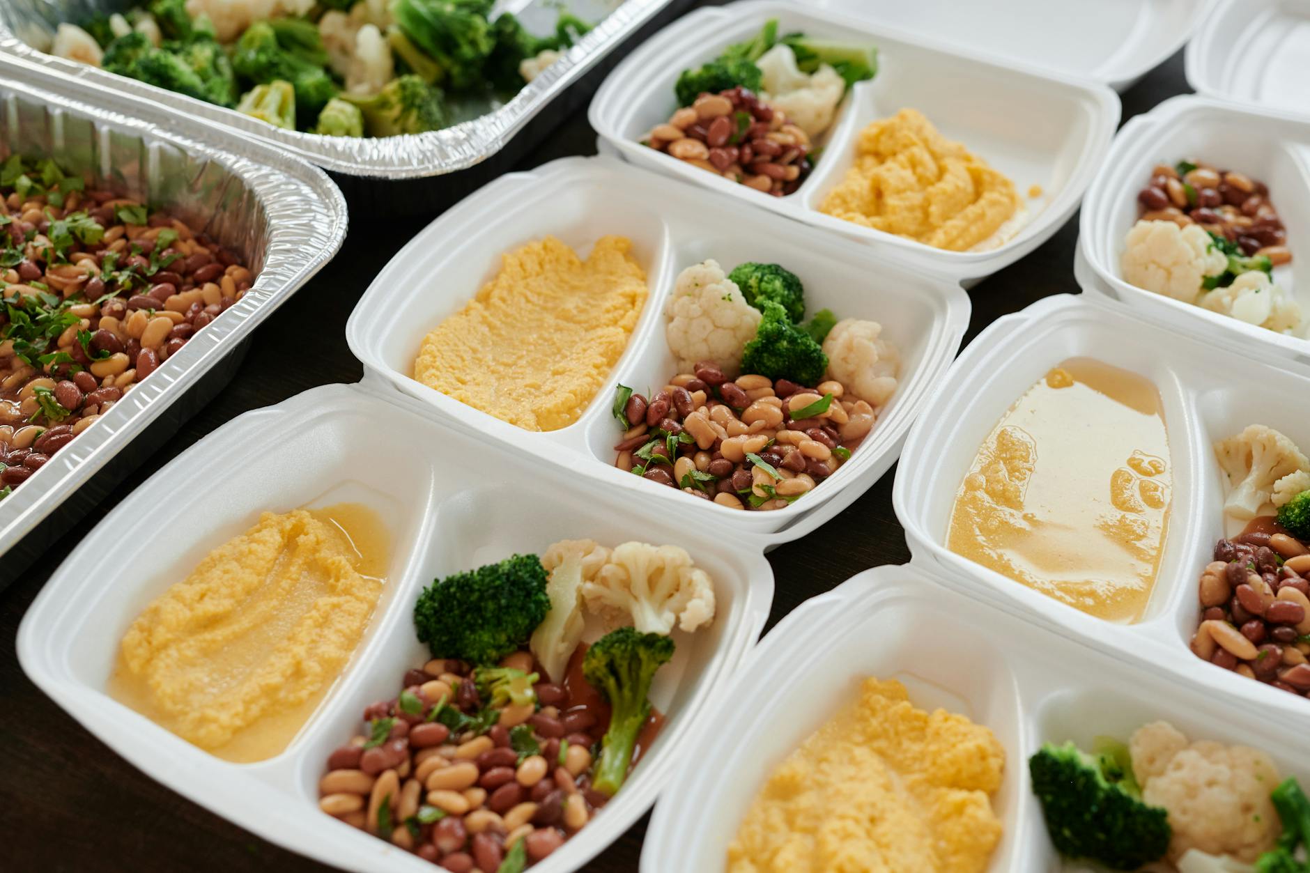 packed food in containers