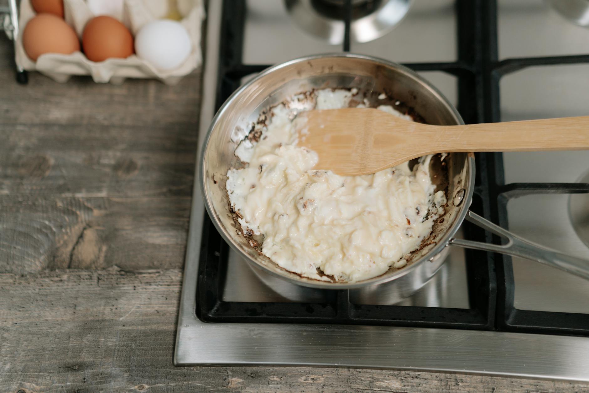 cooked food in the frying pan