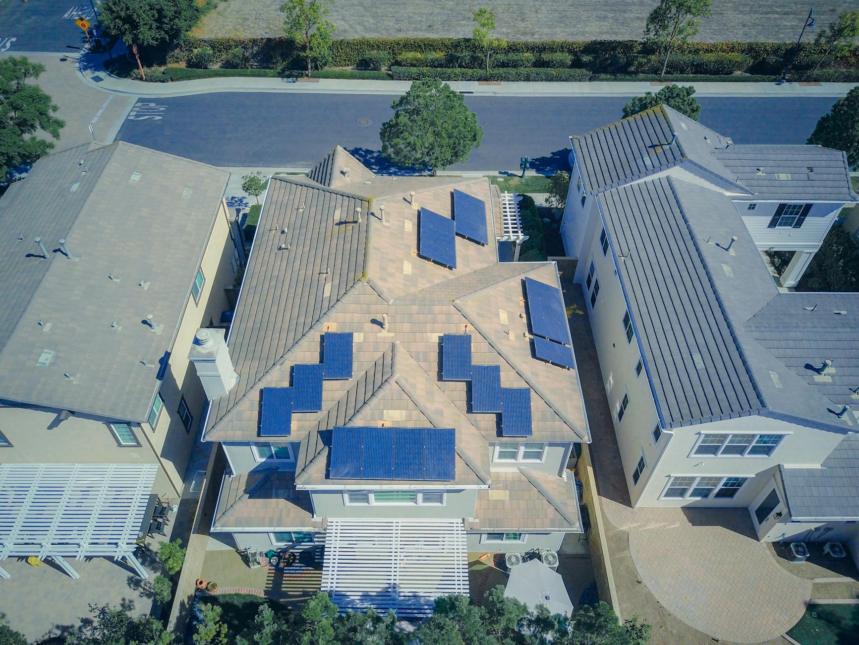aerial view of gray and brown building